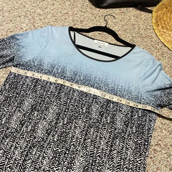 Calvin Klein Ombre Printed Polyester Spandex Longsleeve Shirt Women Size Medium - Picture 5 of 6